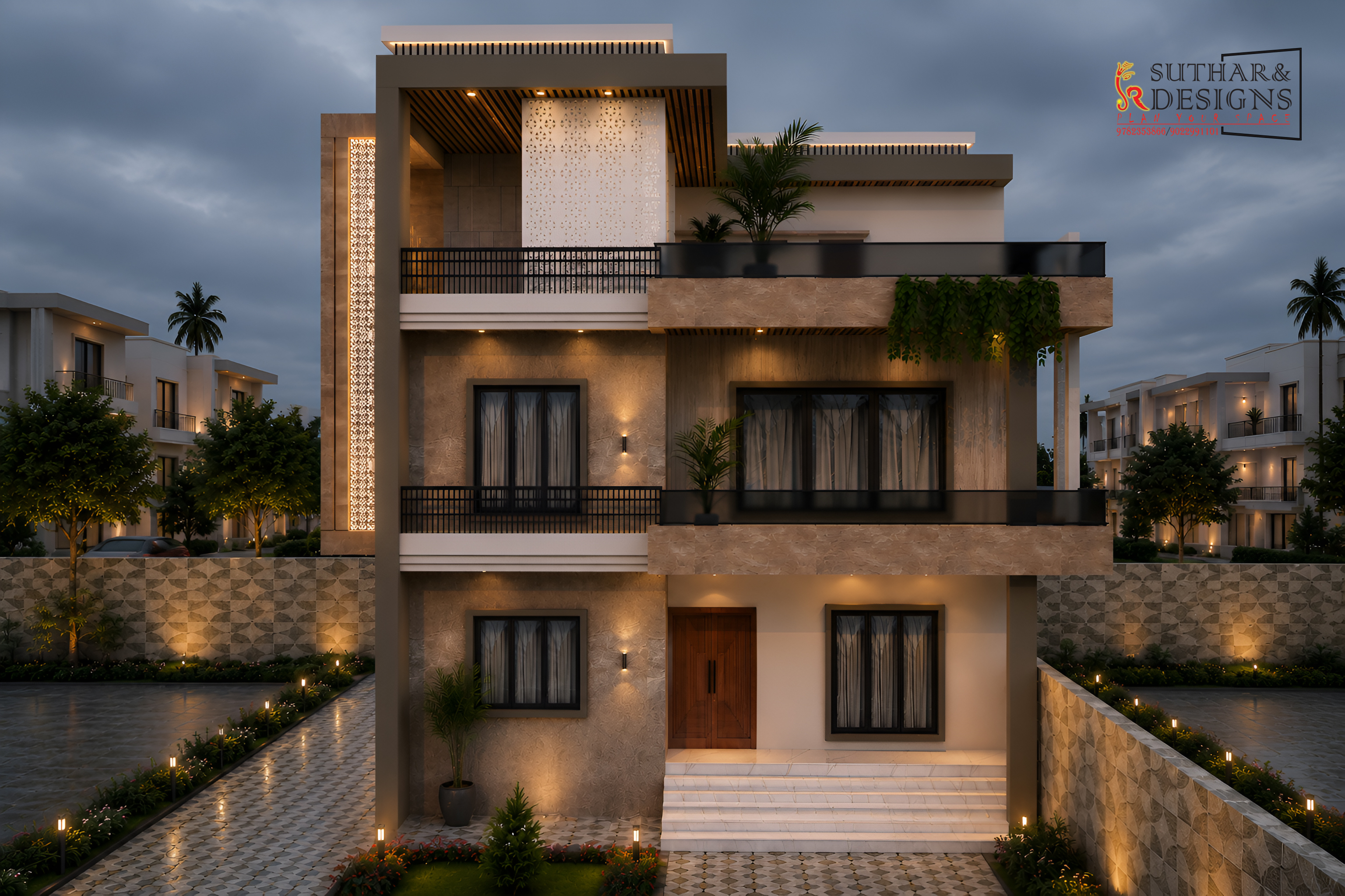 Modern Luxury Villa Elevation Design | Contemporary 2-Storey Residence image 3