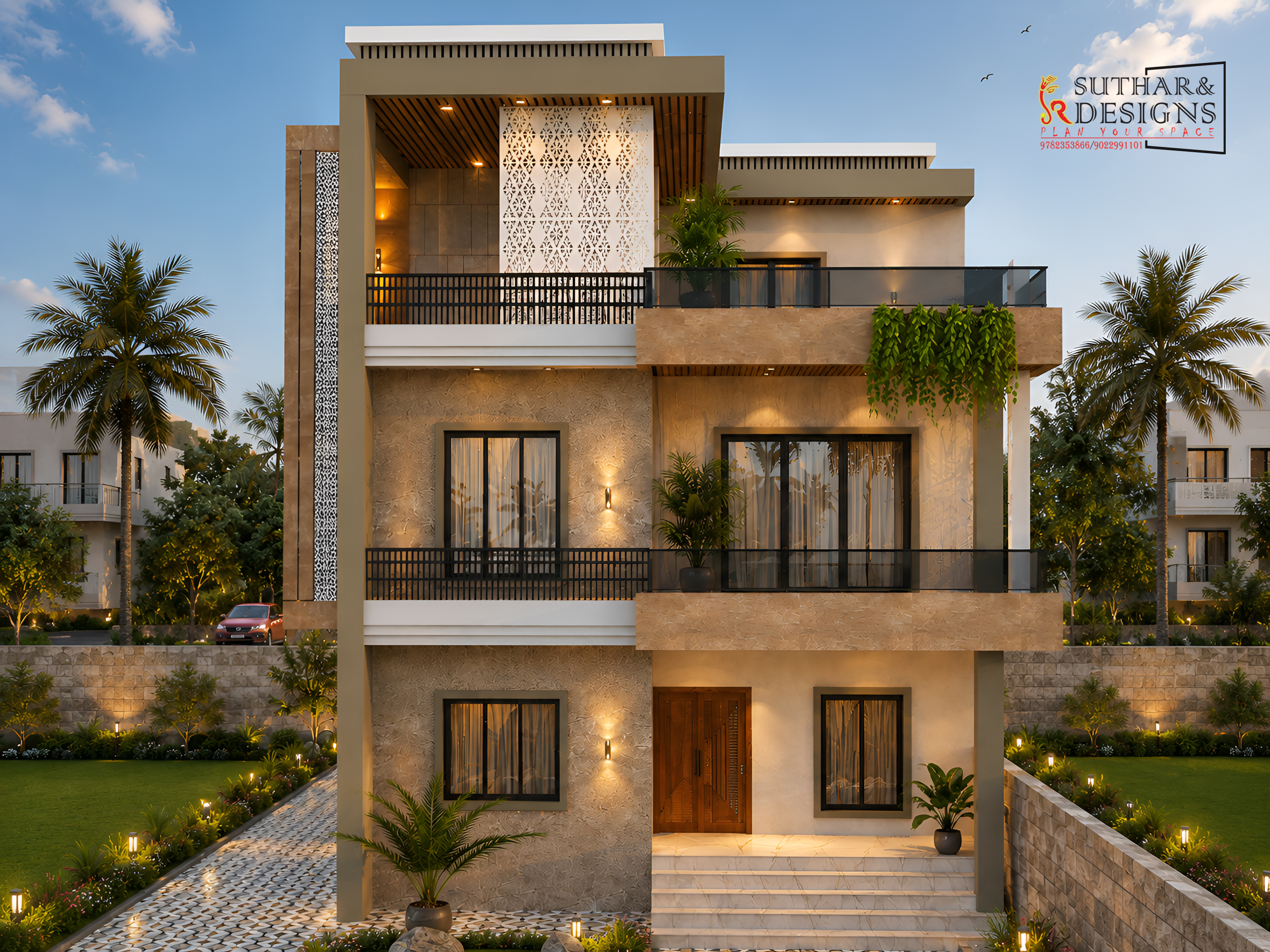 Modern Luxury Villa Elevation Design | Contemporary 2-Storey Residence image 5