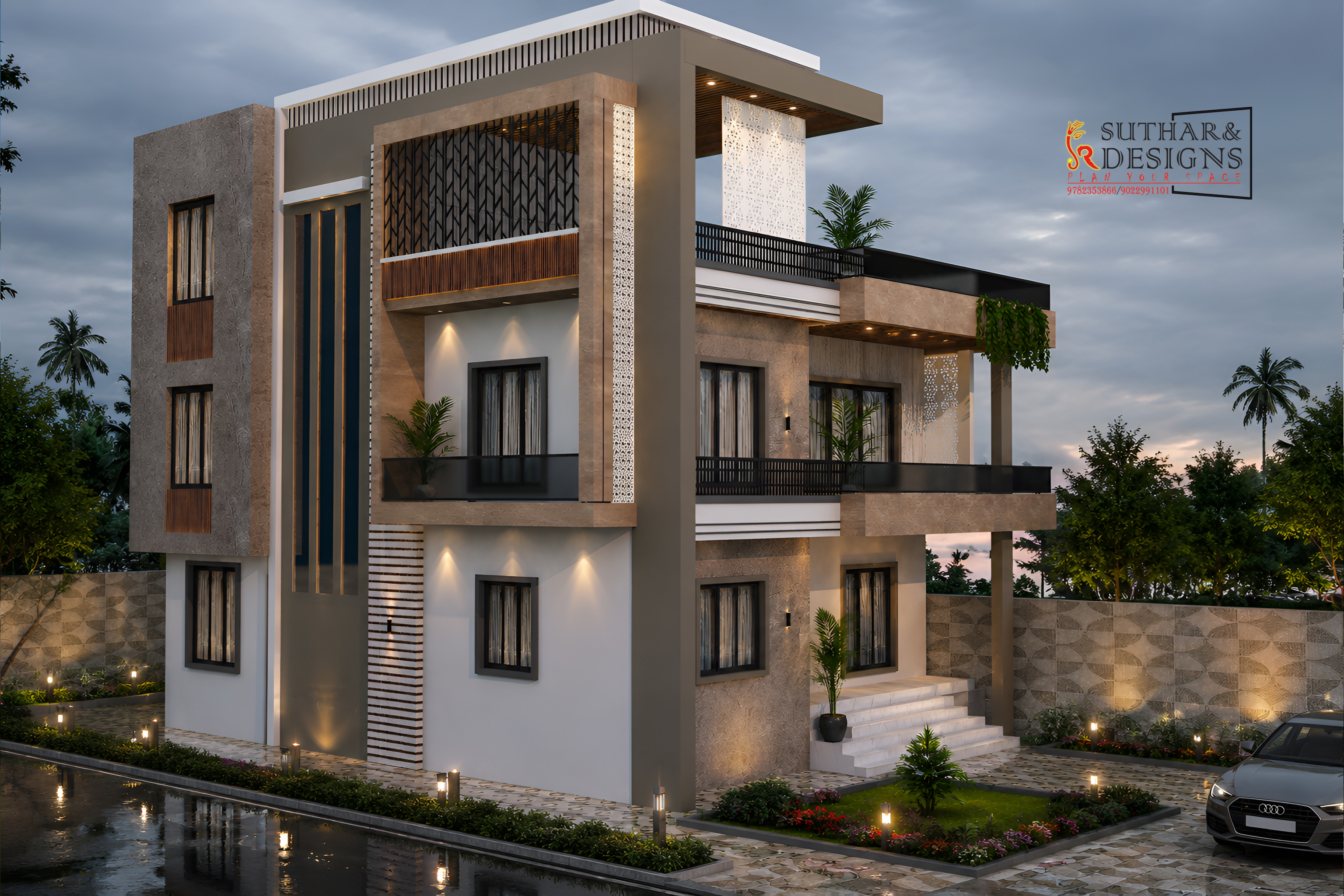 Modern Luxury Villa Elevation Design | Contemporary 2-Storey Residence image 2