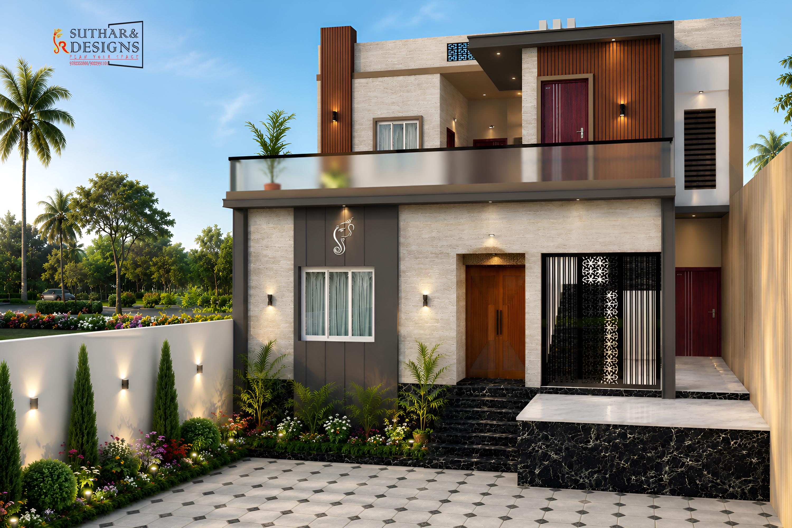 Modern Two-Story Residential Elevation